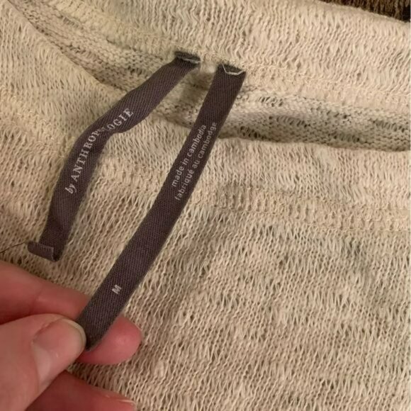 Anthropologie womens oversized long sleeve heathered light gray knit top -M - Picture 3 of 9